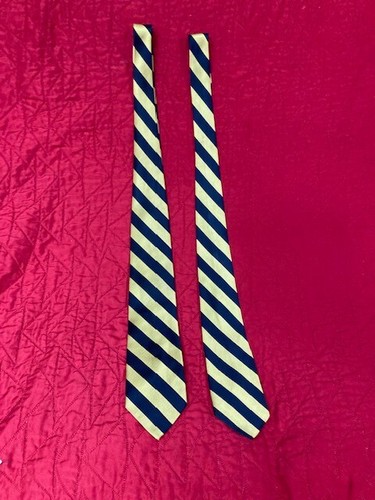 Set of 2 Boy's School College Striped Neckties Gold w/ Navy Stripes Brand AFT - Picture 2 of 3