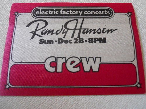 Randy Hansen - backstage CREW pass - Tower Theater - December 28 - 第 1/1 張圖片