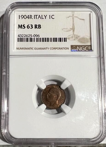 Italy Centesimo 1904 R Bronze NGC MS 63 RB King Vittorio Emanuele III