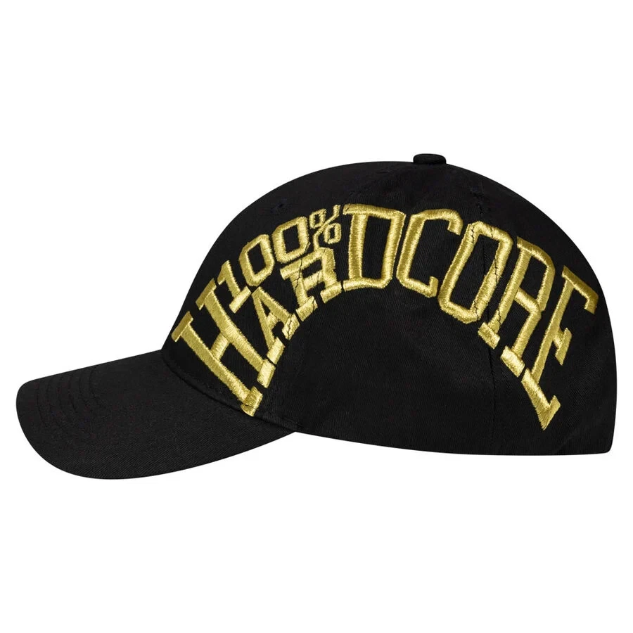 100% HARDCORE Cap "Essential" | Black/Gold | Gabber Herren Kappe Baseball-Caps