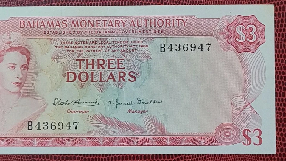 1968 BAHAMAS $3 QE ll @ EF+【P-28a】 - Image 4 of 4