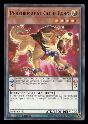 Yugioh Performapal Gold Fang #MP19-EN147 2019 Gold Sarcophagus Tin Mega Pack LP