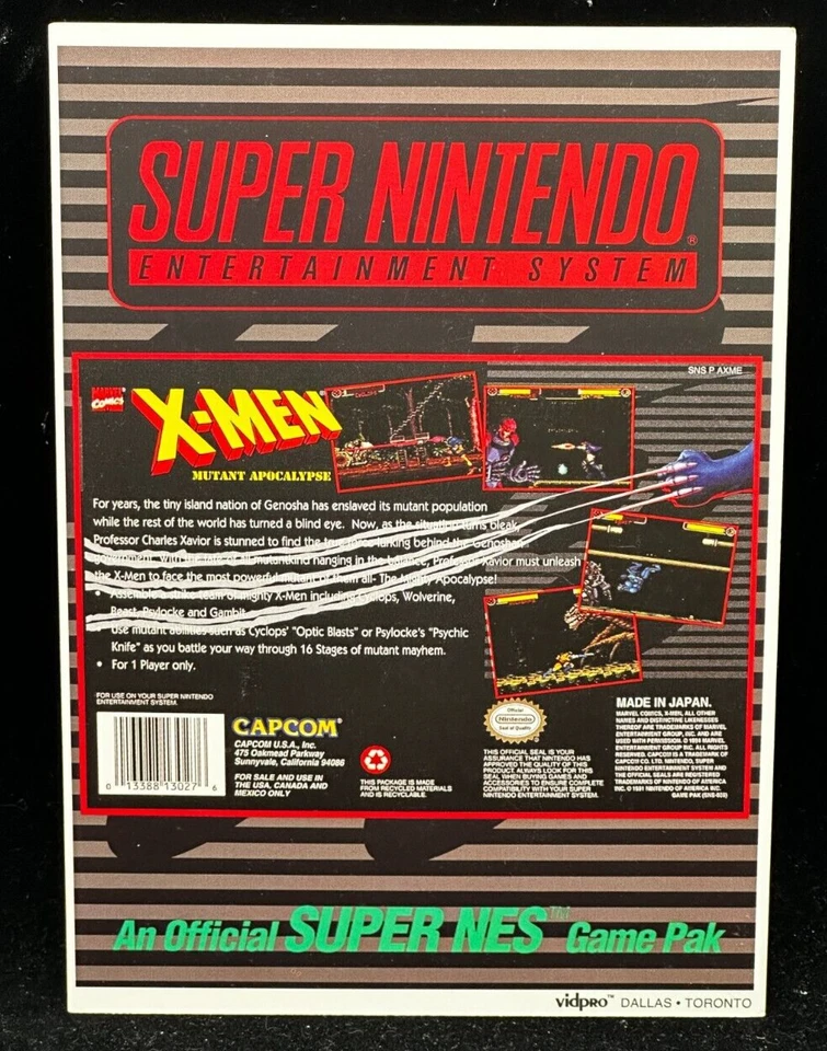 X-Men Mutant Apocalypse Super Nintendo SNES VidPro Vid Pro Card Authentic - Image 2 of 4