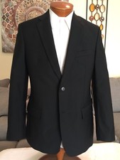 John Varvatos Mens Black Wool 2 Btn Blazer Sz 40 R MINT 