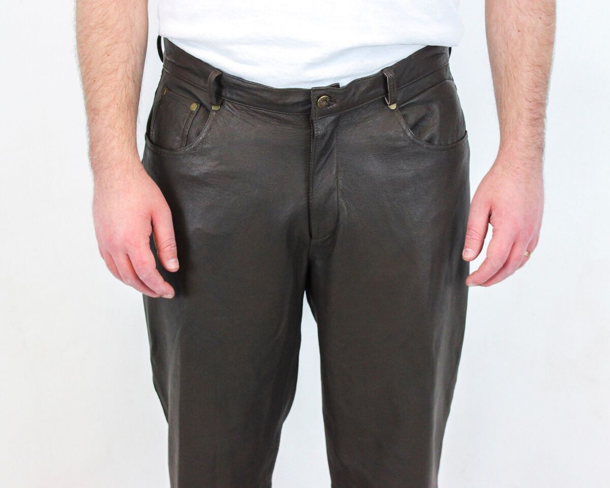 John F Gee Mens W38 L32 Regular Straight Brown Leather EU 54 John F Gee Mens W38 L32 Regular Straight Brown Leather EU 54