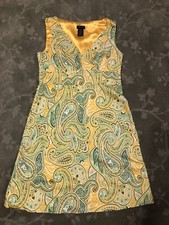 Spense Women's Dress Sleeveless Paisley Retro Vtg Green & Yellow 12 Mid-Century