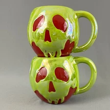 Disney Villains Halloween Poison Apple Mug Lot of 2 Iridescent Hand Painted New