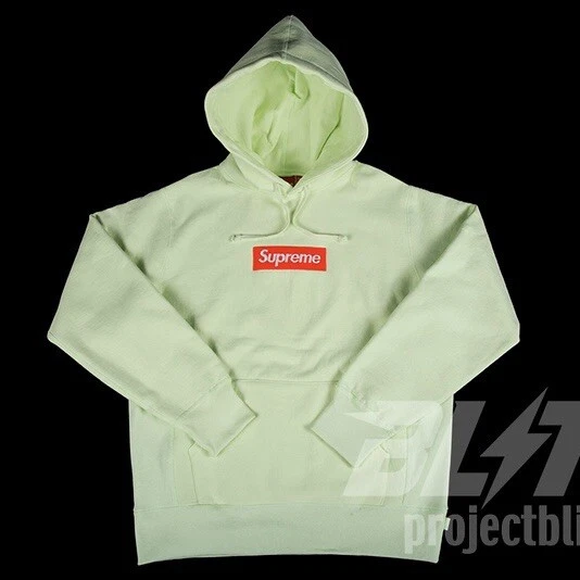Sweat à capuche FW17 SUPREME BOX LOGO SWEAT À CAPUCHE CITRON VERT PÂLE TAILLE L LARGE 2017