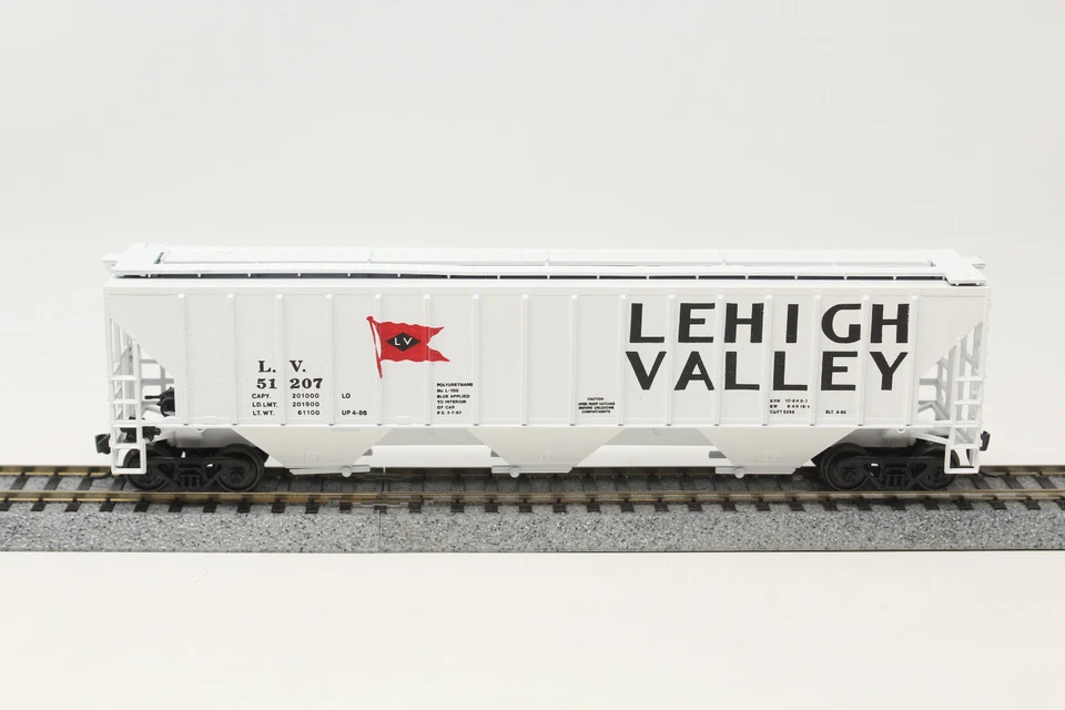 HO Athearn / Bev-Bel 650-2 54' PS Ribside Hopper Lehigh Valley LV 51207 White - Image 2 of 4