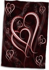 3D Rose Valentine Entwined White Heart Outlines on 15" x 22",