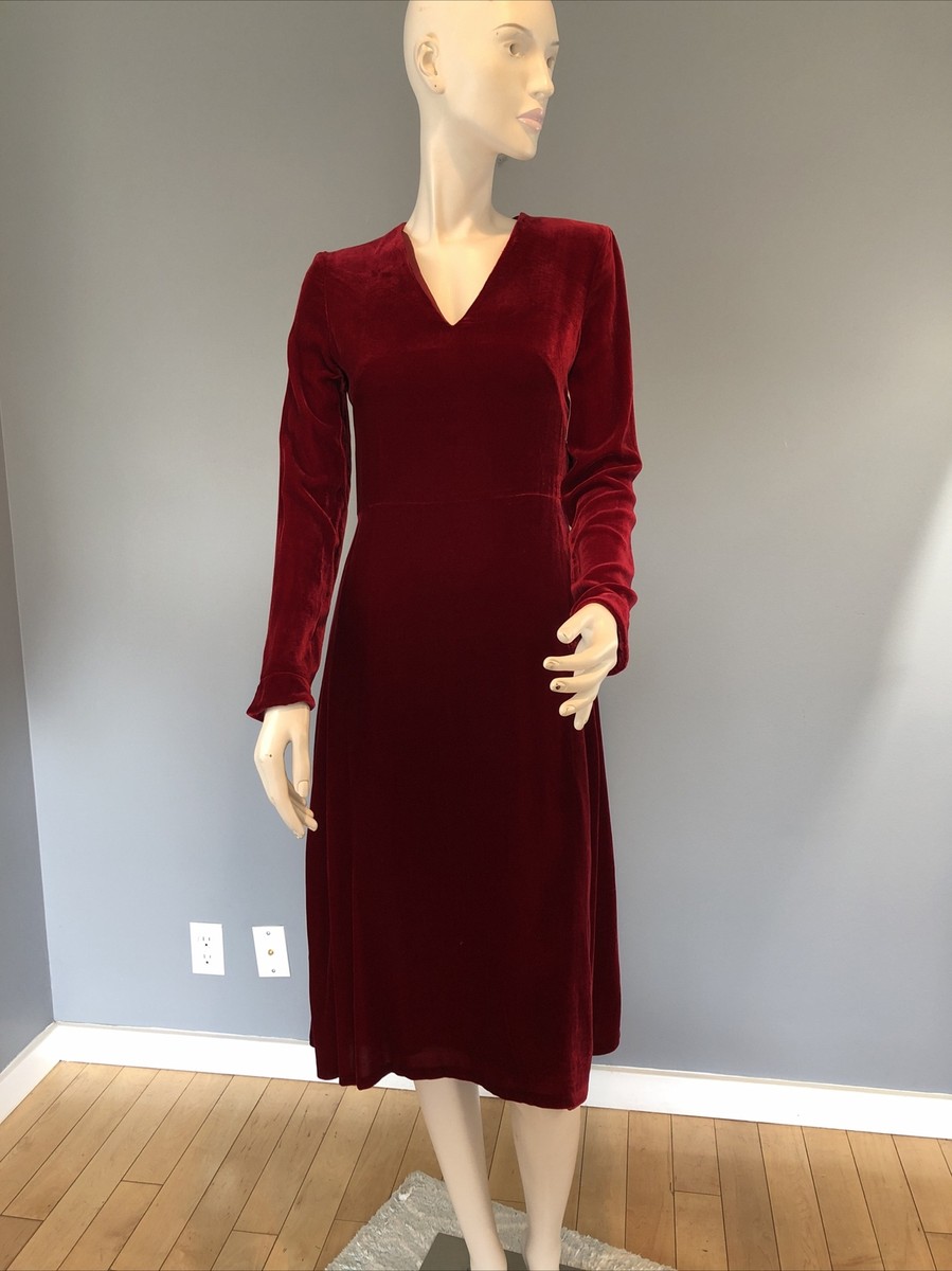 NWT Akris Punto Red Velvet V-Neck Midi Dress Sz 2 | eBay
