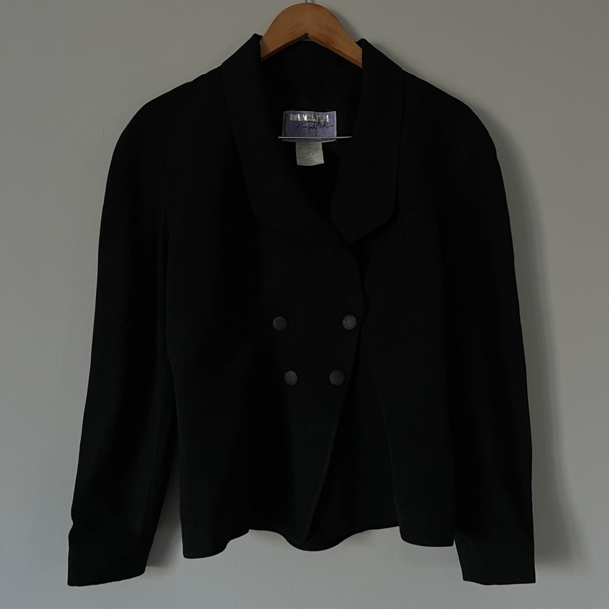 Rare! Thierry Mugler Vintage Women Wool Blazer Jacket 80s Made in 