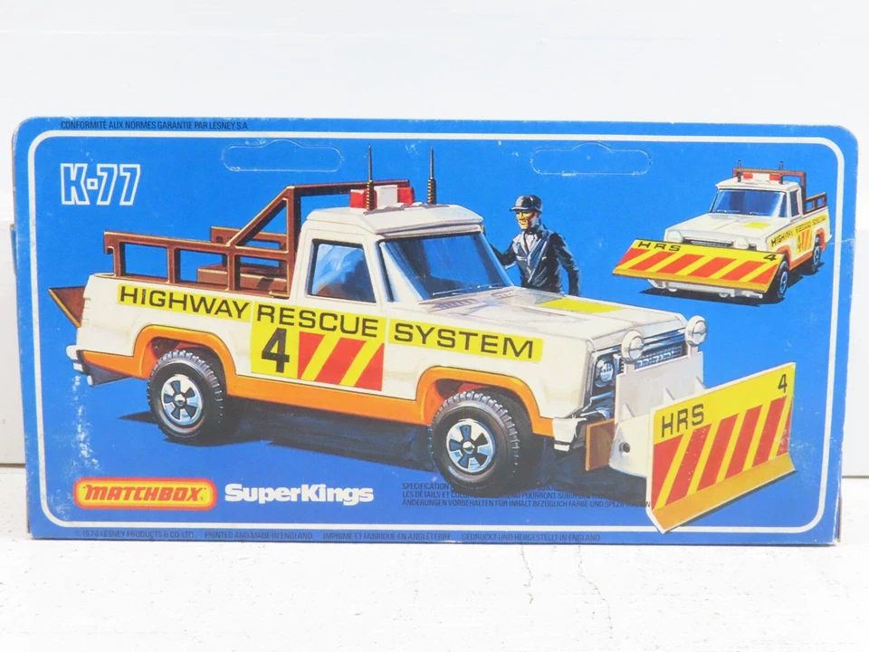 Matchbox K-77 Superkings Highway Rescue Plow Truck Plymouth Trail Duster LN 8876 - Image 2 of 4