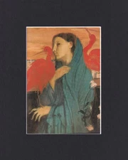 8X10" Matted Print Picture Bird Art: Edgar Degas, Young Woman With Ibis