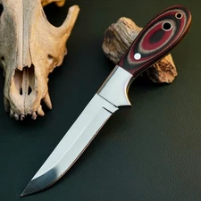 Gift-Ready 9" Damascus / Steel Knife Full Tang Hunt it Hunt + Leather Sheath