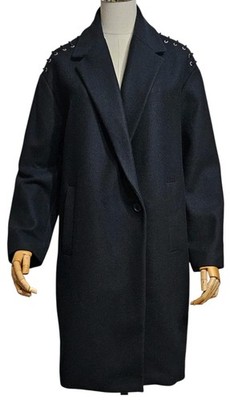 Stylischer schwarzer Mantel ALL SAINTS Wollmischung mit Schnürung an den Schu...