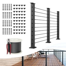 8-16FT Cable Railing Kit 36 Black Level Posts...