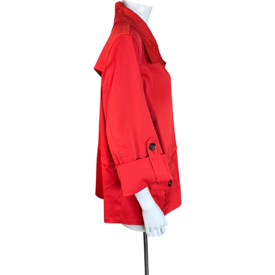 Ruby Rd. Women's 16W Button Front Jacket 3/4 Sleeves Red-Orange Pockets - Image 2 of 4