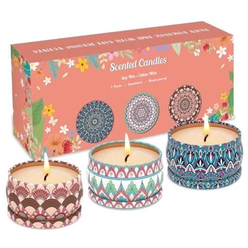 Scented Candles Gifts Set of 3, Soy Wax Gift Set Strawberry & Lilac & Freesia - Image 2 of 4