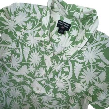 Polo Jeans Co Ralph Lauren Shirt Kids XL Green Floral Rayon Tropical Button Down