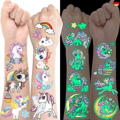 MARKE BOYATONG Einhorn Tattoo Kinder Glitzer, 150+ Tatoos Hautfreundlich, Leucht