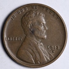 1913-D Lincoln Wheat Cent Penny AU E179 KRHM