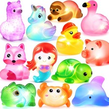 12 Pack No Hole Bath Toys for Toddlers, Light up Animal Tub Toys  Color chan...