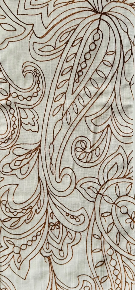 Занавеска для душа с вышивкой цвета слоновой кости пейсли хлопок потертый шик коттеджкор - Изображение 3 из 4