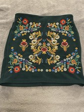 Women Festival Boho Embroidered Mini Skirt Size S Cottage Floral Folk Artsy Chic
