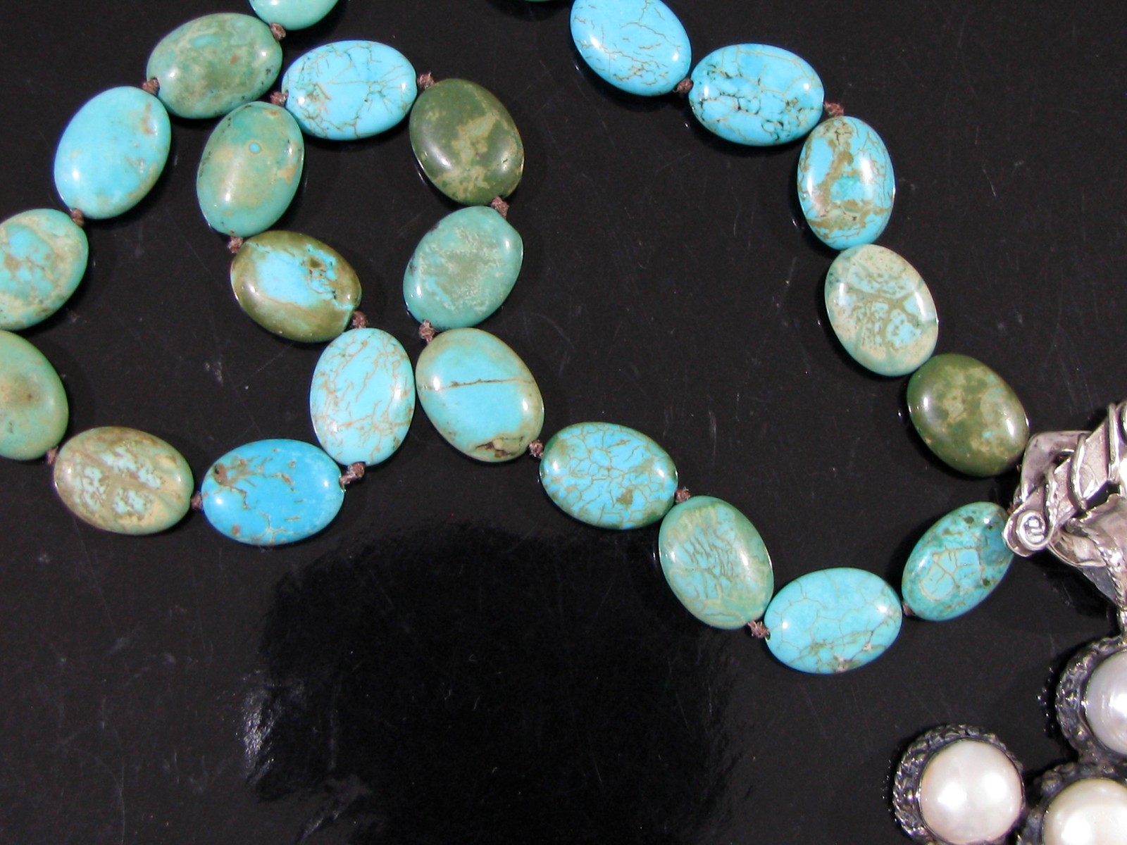 STATEMENT LARGE STERLING SILVER & TURQUOISE 3" CR… - image 8