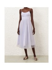 Zimmermann Light Blue Corset Bodice Tulle Midi Dress Size 3 AU/8-10 US