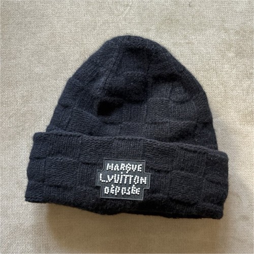 LOUIS VUITTON 'DAMIER PEARLS' BLACK BEANIE