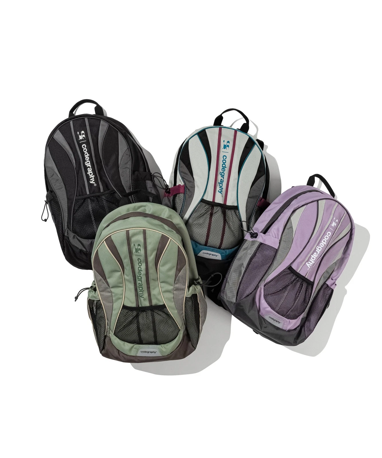CODEGRAPHY Wave Codgraphy Piping Colour-block Backpack Khaki - product detail image 4