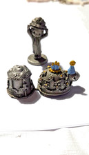 Lot of 3 pewter figurines(2), thimble(1) includes Betsey Clark Birthday figurine