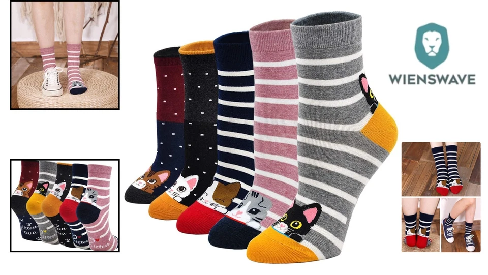 Lustige Damen Baumwollsocken Tiermuster 37-43 Witzig Weihnachten Mehrfach - Bild 2 von 4
