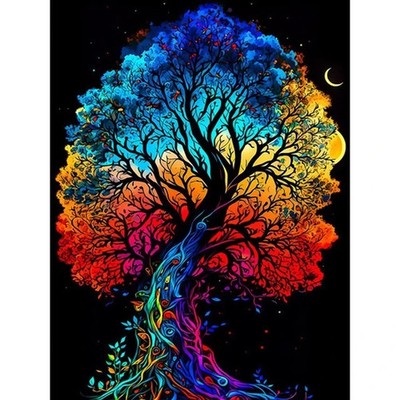 Diamond 5d Painting Full Round Drill Diamond Embroidery Colorful Tree Scene