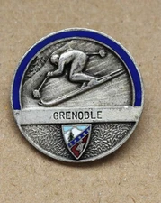 Joli insigne, broche promotion du ski région Grenoble, vintage (Augis Lyon)