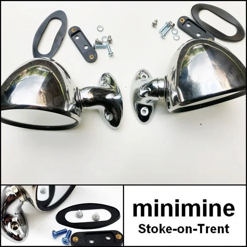Classic Mini Door TEX Racing Sports Mirror PAIR MDM01 MDM02 stainless steel
