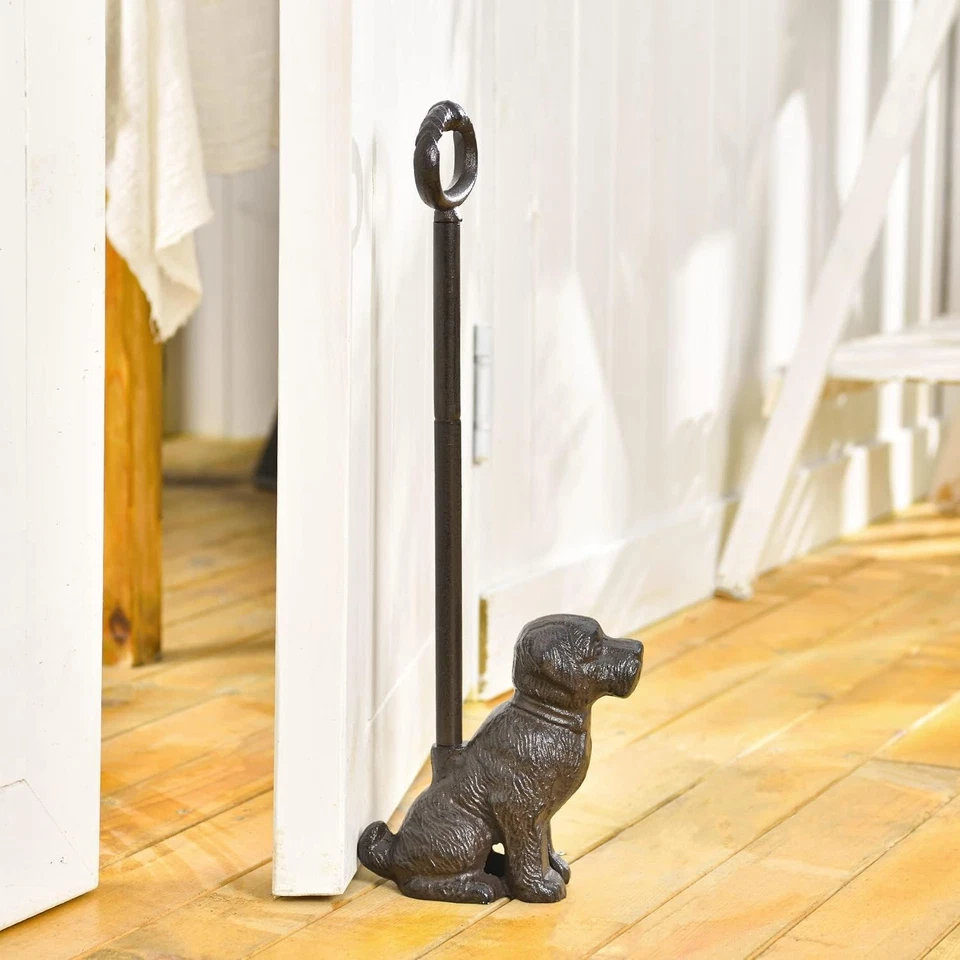 19.41" Cast Iron Dog Door Stop with Convenient Handle - Multi-Purpose Decor - Image 4 of 4