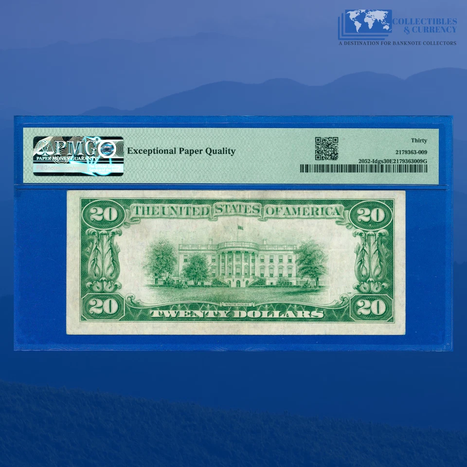 Fr.2052-I 1928 $20 FRN MINNEAPOLIS, Gold Clause, PMG VF 30 EPQ #73355 - Image 2 of 3