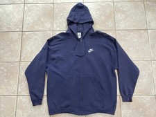 VINTAGE 90s Era NIKE Hoodie Sweatshirt Large USA Made Full Zip Navy Blue