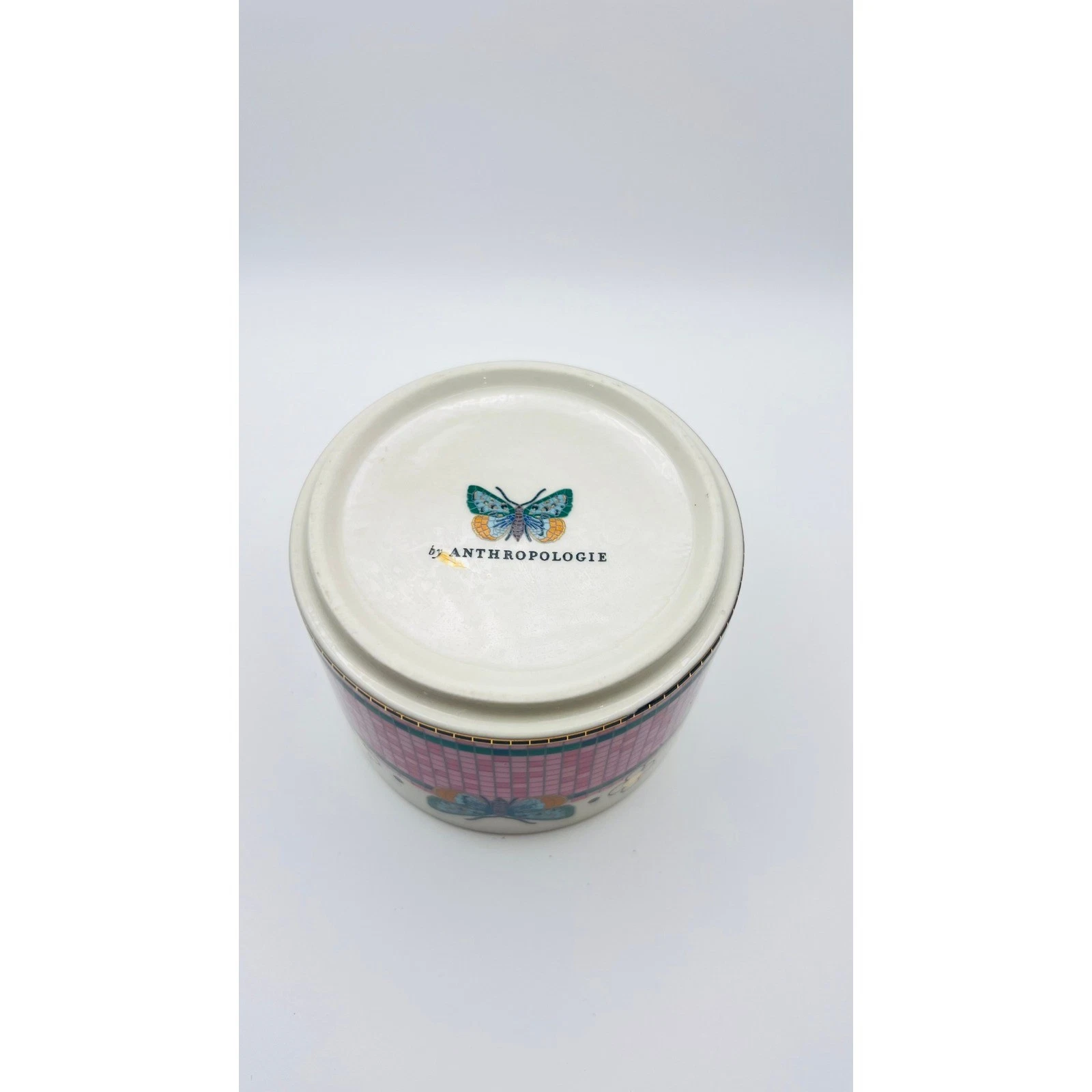 Anthropologie Mosaic Butterfly Ceramic Nesting Measuring Cups Set of 4 Pink Gold
