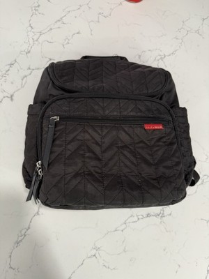 Skip Hop Forma Quilted Diaper Backpack Bag - Black Zipper Pockets Changing Pad