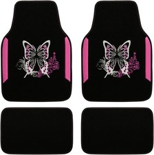 Car Pass Embroidery Butterfly Car Floor Mats Leather Pink Car Pass Embroidery Butterfly Car Floor Mats Leather Pink