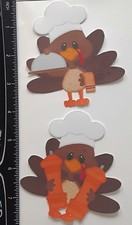 Lot of 2 Thanksgiving Turkey Chef Salt Food SINGLE LAYER Embellishments 979