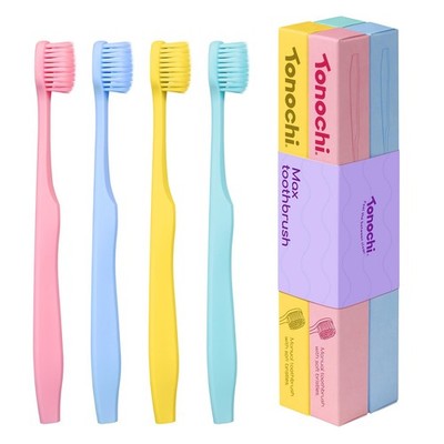 Tonochi Max Extra-Soft Toothbrush for Adults 2 Count (Pack of 2), Macaron Set 