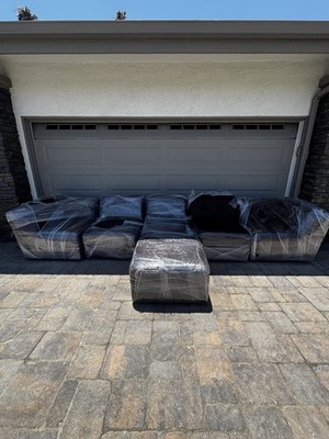 Chateau D'Ax Brown 6-piece Modular Leather Sectional Sofa with Ottoman