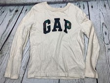 Logo Long Sleeve Tee Tshirt Beige with Flannel Pattern Logo Small Boys
