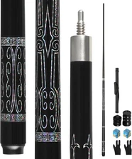 Carbon Fiber Pool Cue Stick 20-21 Oz Professional 13mm Rainbow Tip 3/8 * 8 Joint