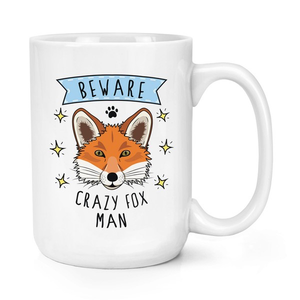 Beware VerrüCkte Fox Mann 426Ml Groß Becher Tasse - Lustig Tiere Groß-image